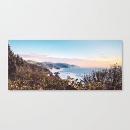 Sunset Over the Ocean and Mountains Canvas Print