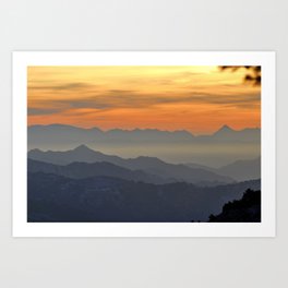 Mountains. Foggy sunset Art Print