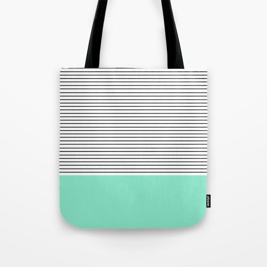 Minimal Mint Stripes Tote Bag