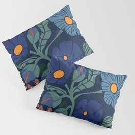 Klimt flower dark blue Pillow Sham