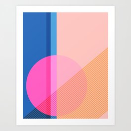 Shapes and Lines and in Pink, Peach, and Blue Art Print