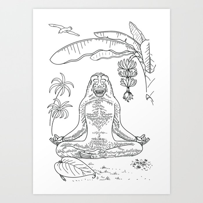 Monkey Yoga Art Print