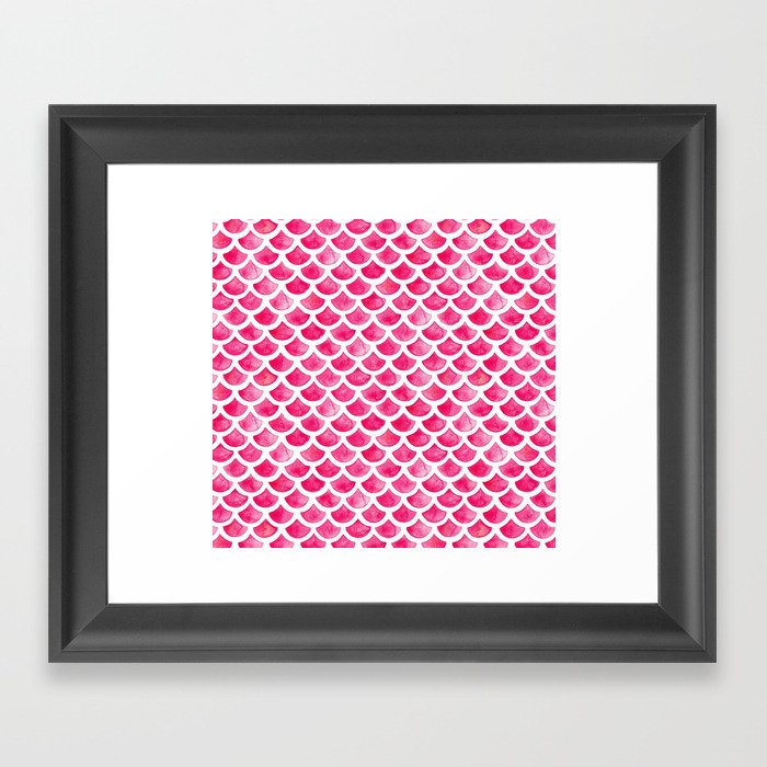 Pink Mermaid Scales Framed Art Print