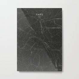 Silver Paris City Map Metal Print | France, Outline, Blackbackground, Parisian, Silverparismap, Map, Railways, Citystreetmap, Graphicdesign, Parisstreetmap 