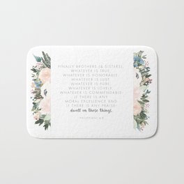 Dwell Richly Bath Mat | Painting, Flower, Philippians, Green, Bloom, Christian, Beautiful, Floral, Lovely, Dwell 