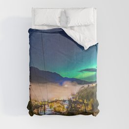 Aurora - Northern Lights in Whistler Creekside with Kadenwood Gondola Comforter