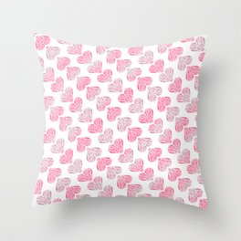 Pink Hearts 01 Throw Pillow