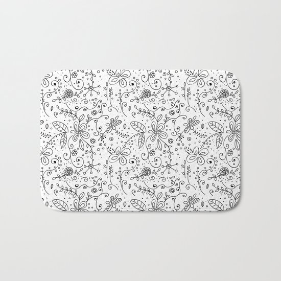 Doodle floral pattern Bath Mat