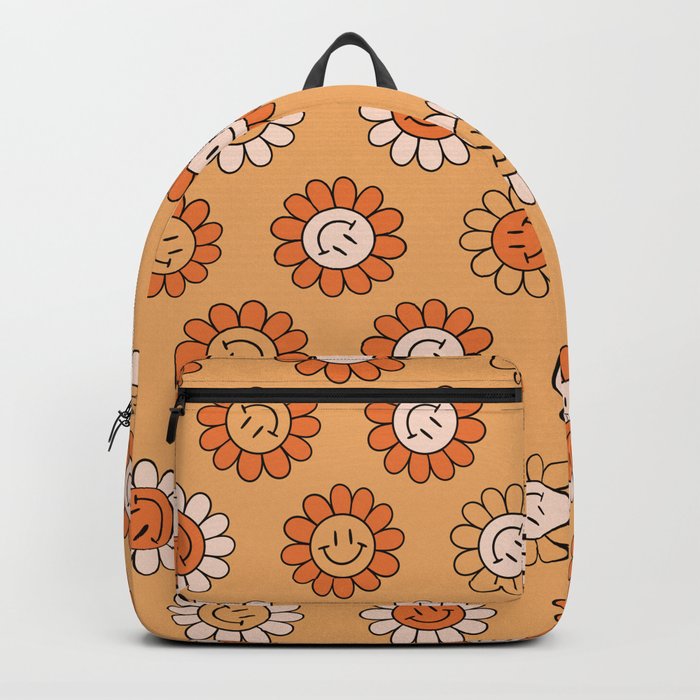 70s Groovy Flowers Hippie Boho Pattern Backpack
