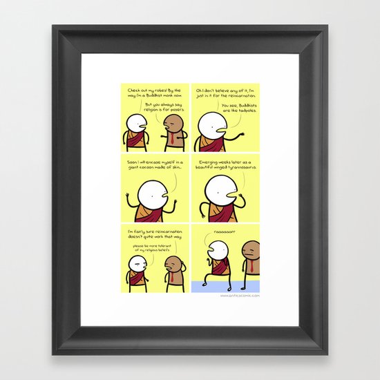 Antics #036 - my religion has casual fridays Framed Art Print