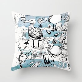 seagulls art Throw Pillow