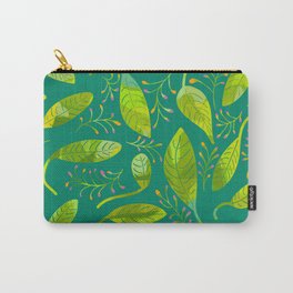Green Leaves Carry-All Pouch | Varigated, Digital, Drawing, Leaves, Floral, Homedecor, Green, Repeatpattern, Nature 