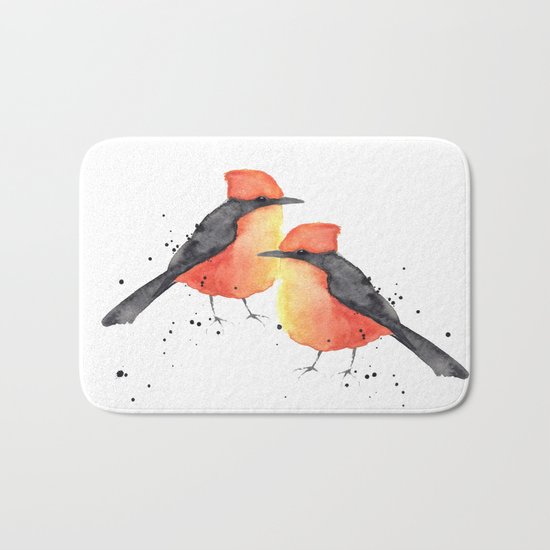 Vermilion flycatcher Bath Mat