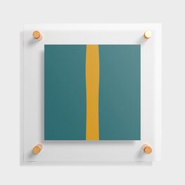 Teal blue with yellow abstract line Floating Acrylic Print
