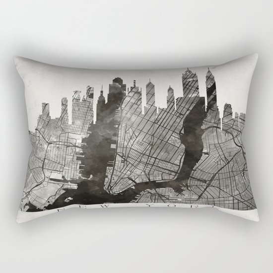 New York Skyline + Map #3 Rectangular Pillow
