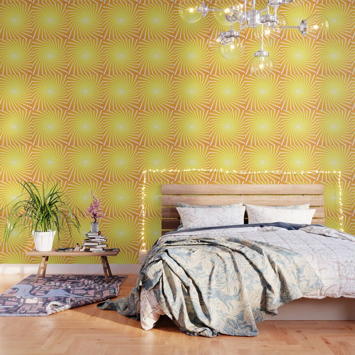 Yellow Orange Radial Beams Abstract Art Wallpaper By Brucealmighty