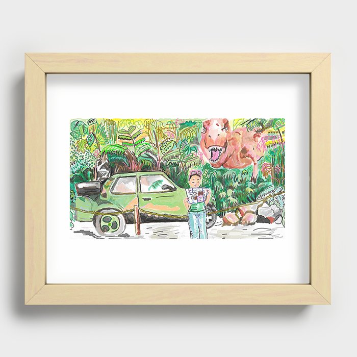 Dino Trouble Recessed Framed Print