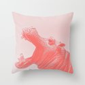 Living Coral Hippo Throw Pillow