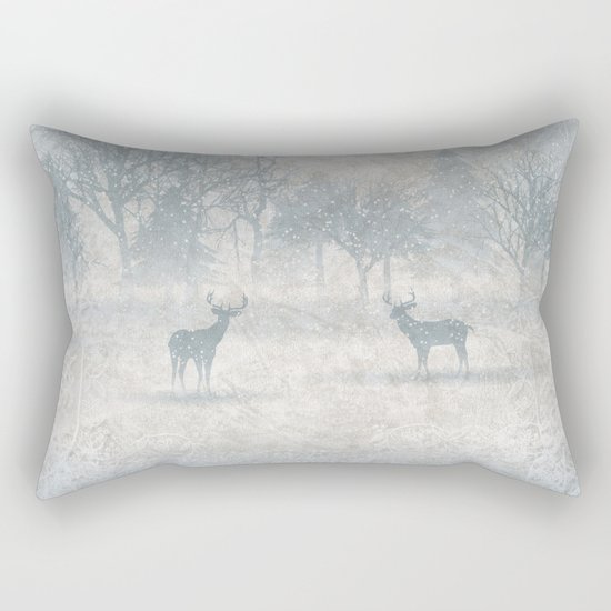 Winter scenery & deers Rectangular Pillow