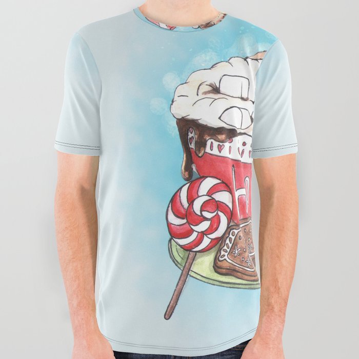 Christmas hot cocoa All Over Graphic Tee