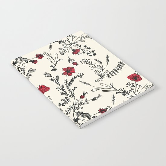 Red Flower Pattern Notebook