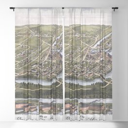 Seymour-Connecticut-1879 pictorial vintage map Sheer Curtain