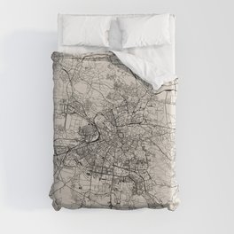 Lviv, Ukraine - Black and White City Map Duvet Cover