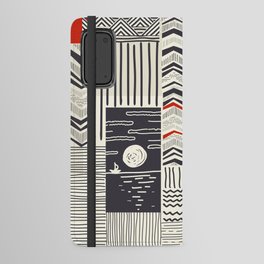 Seamless patchwork pattern from abstract doodles. Hand drawn collage in black, red and beige. Vintage illustration Android Wallet Case
