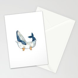 Humpback whale taking bath watercolor Stationery Card
