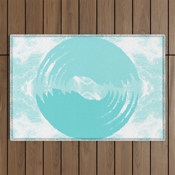 Ying Yang - Modern Batik Collage Mint Outdoor Rug