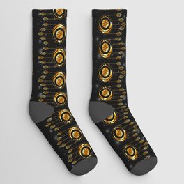 Tribal moon phases dream catcher in gold Socks