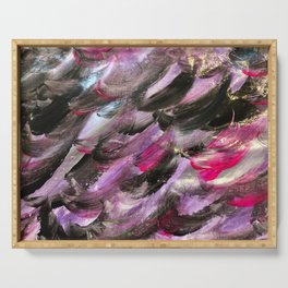 Purple Waves Abstract Painting Serving Tray