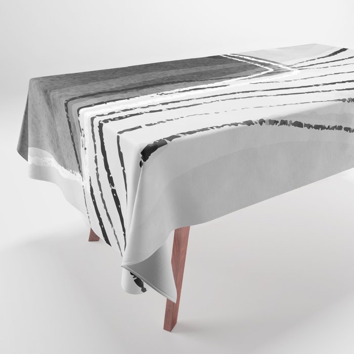 Watercolor Decor, Black & White, Abstract Tablecloth