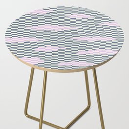 Magritte trippy checkered sky Side Table