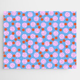 Modern Abstract Bubble Dance Pattern Pink And Blue Jigsaw Puzzle