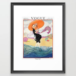Vintage Magazine Cover - Windy Beach Framed Art Print