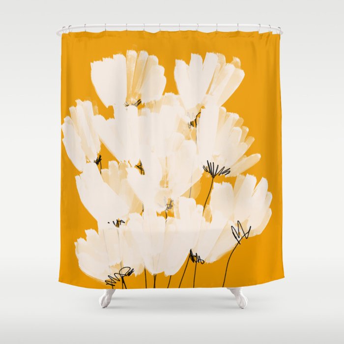 Flowers In Tangerine Shower Curtain