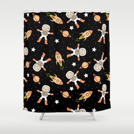 Cute Astronaut - Space Rockets Planets  Shower Curtain