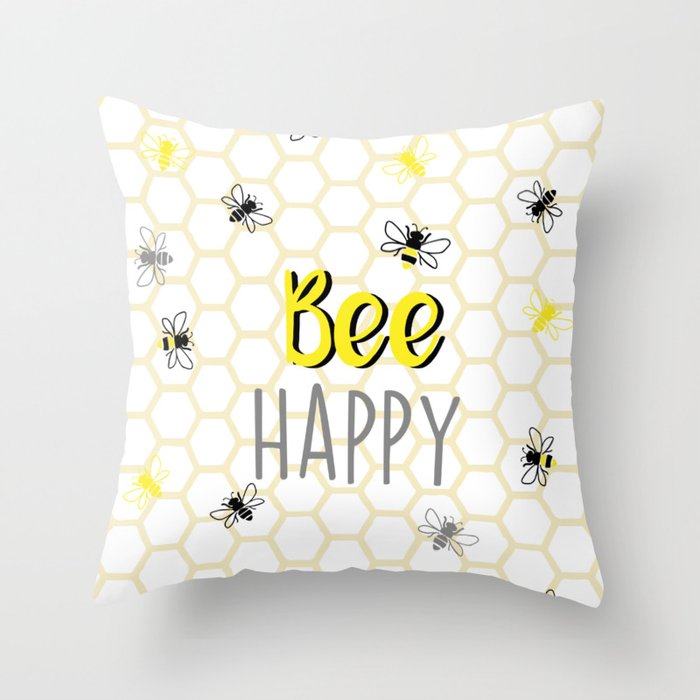Bee Happy Throw Pillow