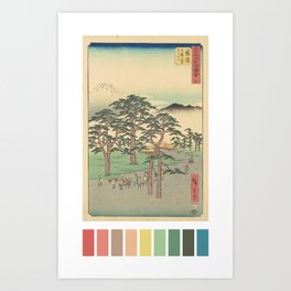 Fujisawa-shuku, Utagawa Hiroshige, Color Palette Art Print