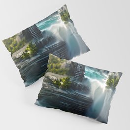 Waterfall Painting | Hi-Res Digital Art Pillow Sham