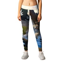 Wildskies winged cat and rider Leggings
