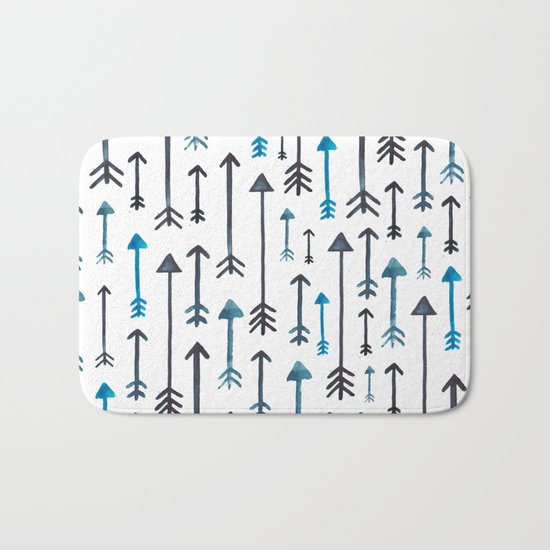 Watercolour Blue Arrows Bath Mat