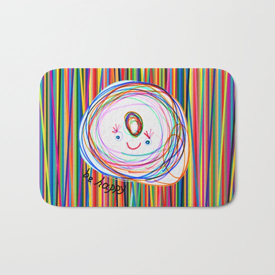 Be Happy | Smile | Stay Child | Kids Painting Bath Mat