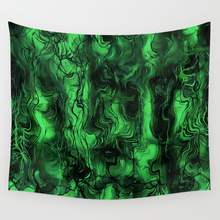 Nervous Energy Grungy Abstract Art Mint Green And Black Wall Tapestry