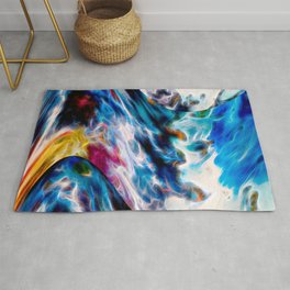Colorful And Vibrant Wavy Liquid Paint Design Area & Throw Rug