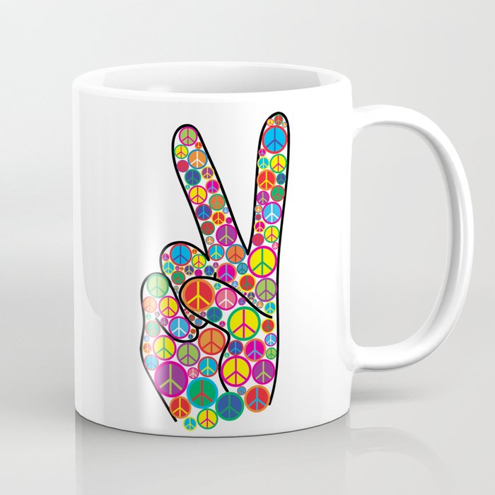 Cool Colorful Groovy Peace Sign and Symbols Coffee Mug