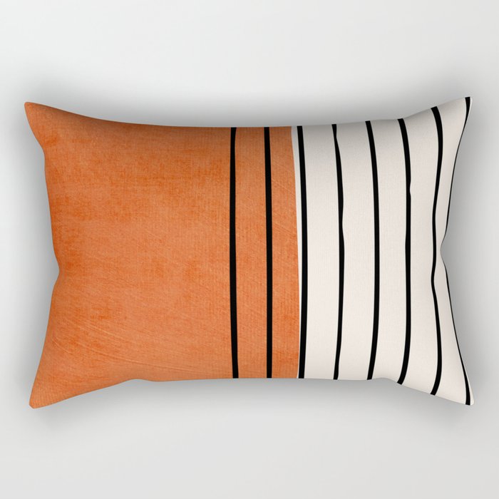 Minimalist Burnt Orange Black Vertical Lines Rectangular Pillow