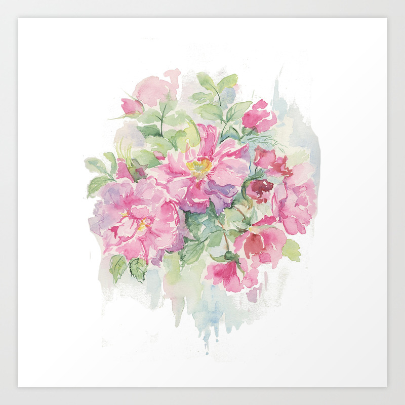 Wild Rose Flower Watercolour Painting Pink Roses Spring Floral Sketch Wedding Decor Art Print By Canisart Society6 Download this sketch rose flower set vector illustration now. wild rose flower watercolour painting pink roses spring floral sketch wedding decor art print by canisart