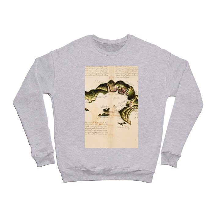 1699 English Pirate Map navigational atlas captured from Spanish Galleon of Pacific Ocean and Panama Crewneck Sweatshirt